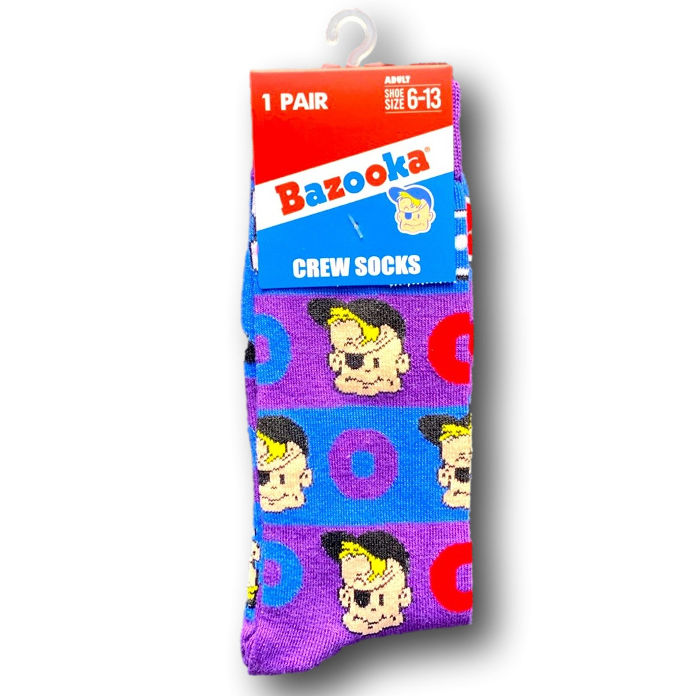3/$20 Bazooka Bubble Gum Retro Candy Funny Novelty Crew Socks - NWT